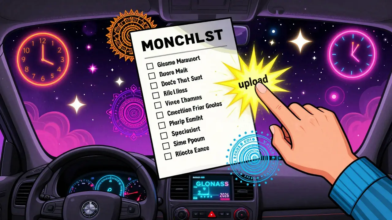 Ежемесячный фото-контроль такси в виде космического меню с glowing элементами.