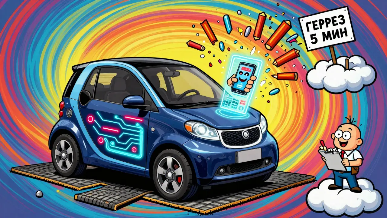 Умный тент светится неоновыми линиями, отправляя уведомления на телефон, градины взрываются в воздухе.