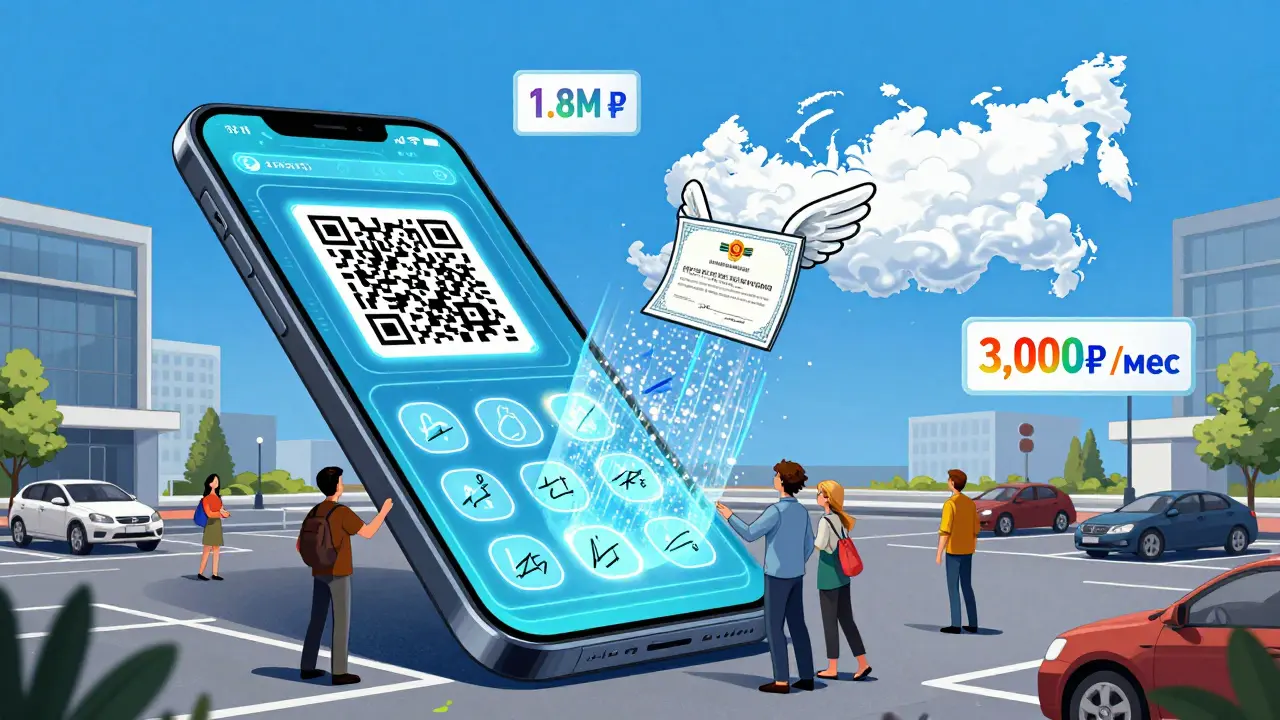 Цифровое согласие через телефон: голографические подписи и сертификат собственности в стиле Питера Макс.