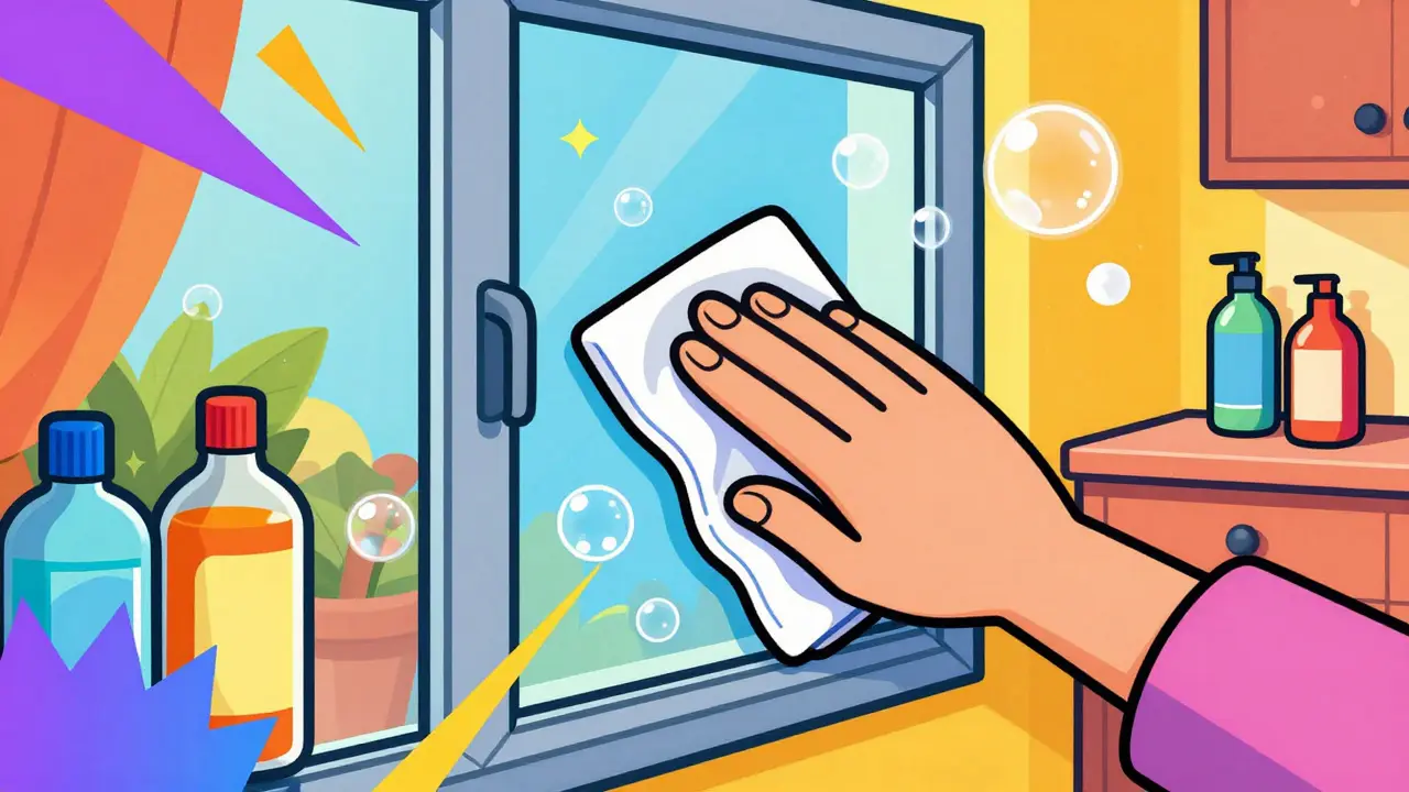 Протирают стекло раствором для профилактики запотевания