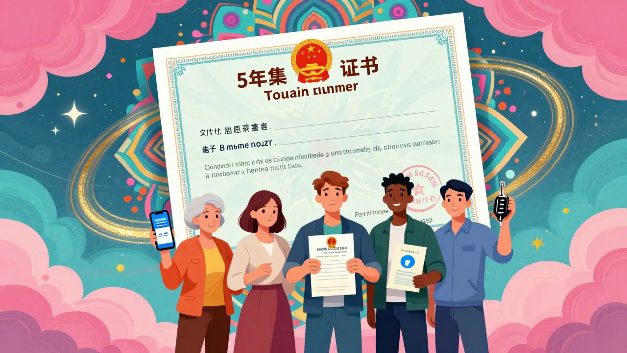 Разные люди держат части лицензии на такси — телефон, ключ, медицинскую справку и ЭЦП под светящимся сертификатом.