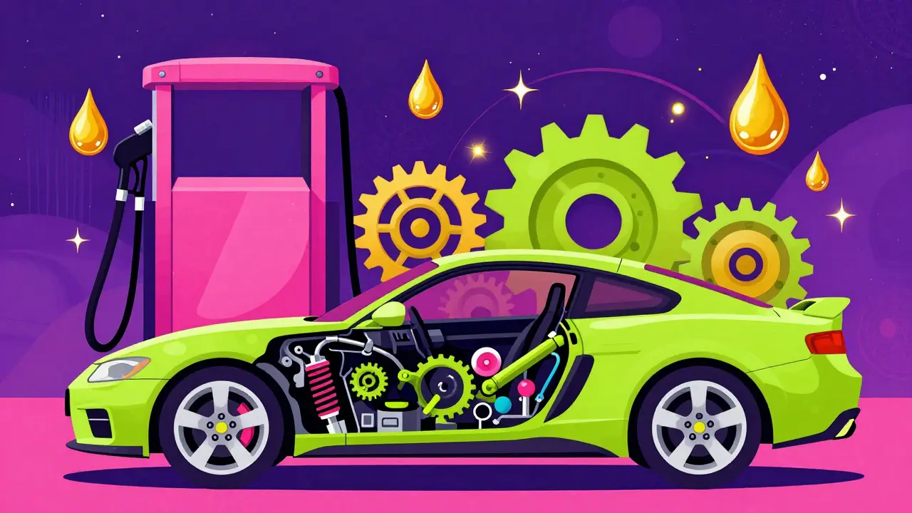 Абстрактное изображение запчастей автомобиля в психоделических цветах