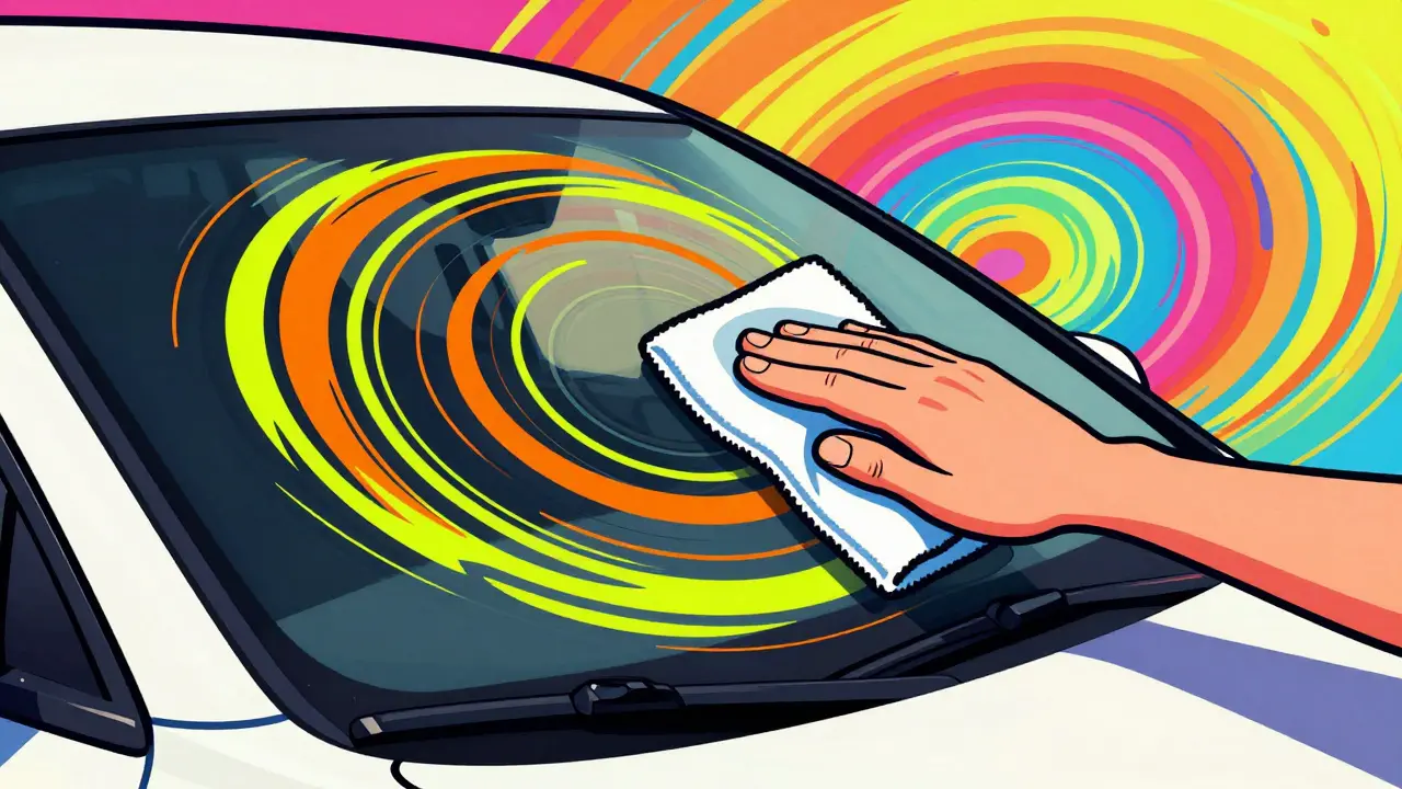 Нанесение защитного покрытия на лобовое стекло в ярком поп-арт стиле