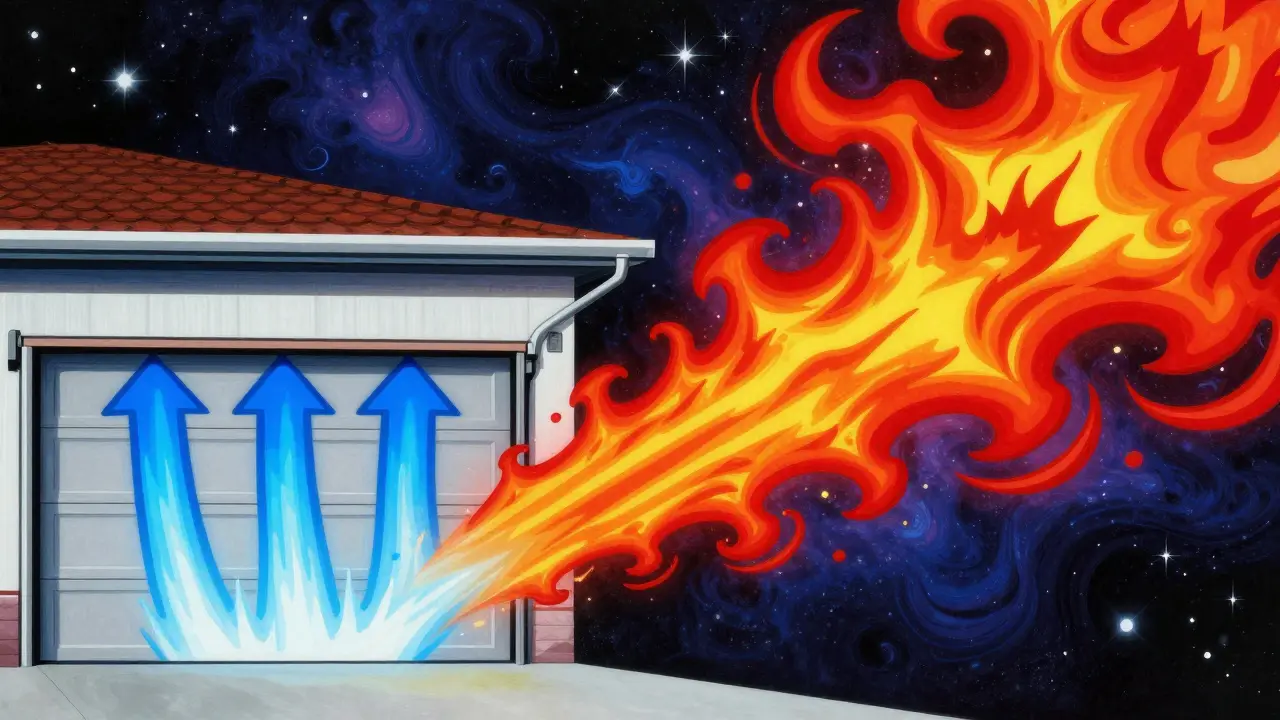 Схема диагональной вентиляции гаража в абстрактном стиле с яркими цветами