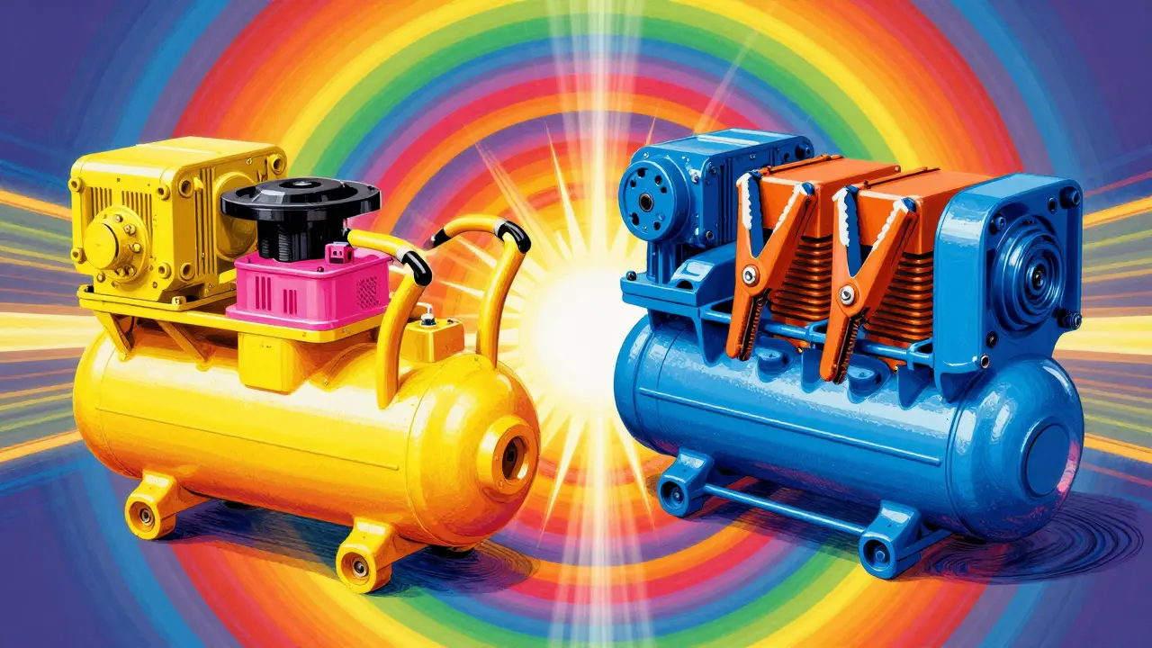 Сравнение однопоршневого и двухпоршневого компрессоров в психоделическом стиле