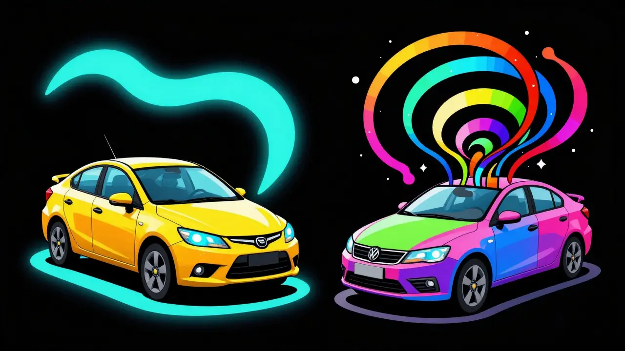 Сравнение торможения на механике и автомате в психоделическом стиле