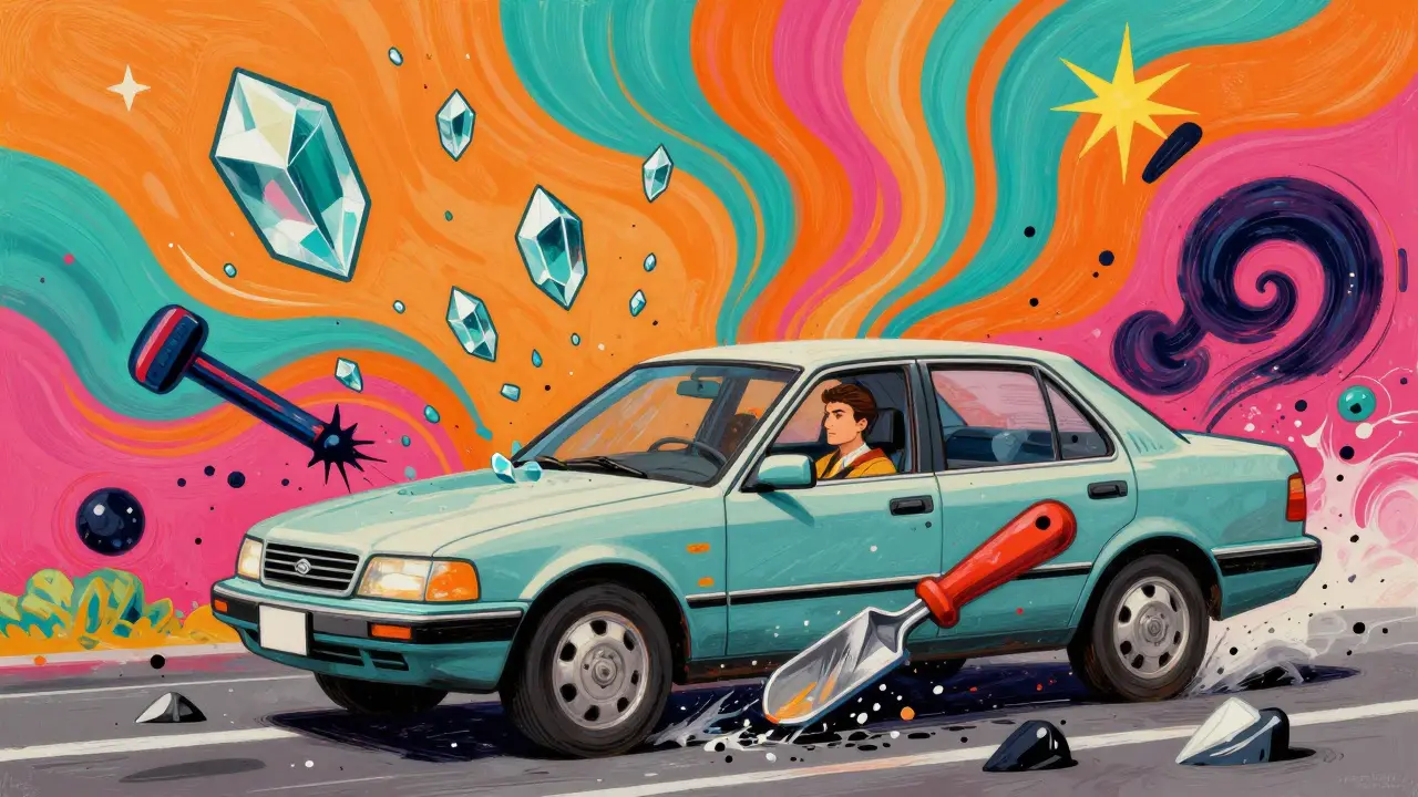 Защита машины от града и вандализма в стиле поп-арт