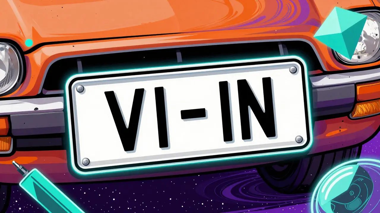 Яркая иллюстрация кодов VIN и деталей автомобиля в стиле поп-арт