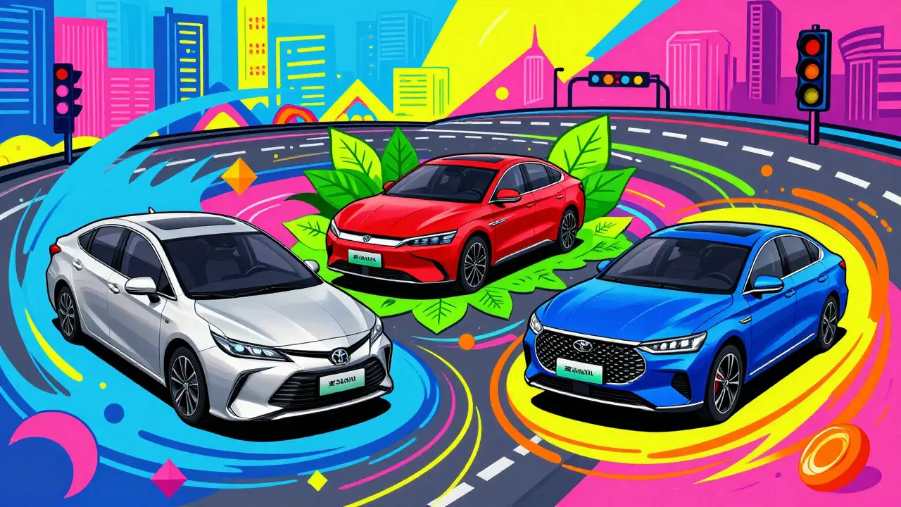 Реальный расход гибридных седанов: сравнение Toyota, BYD и Chery в городе и на трассе